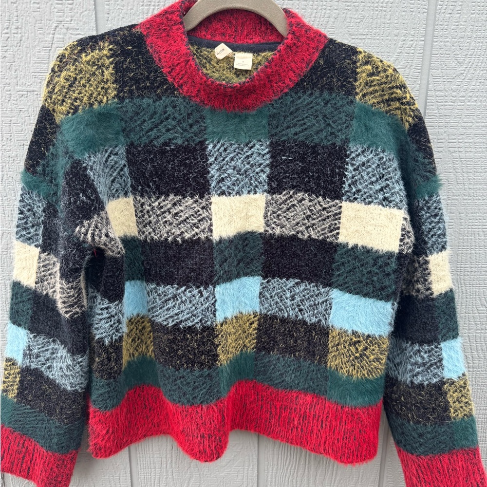 Moth Multicolor Checkered Turtleneck Sweater - image 1